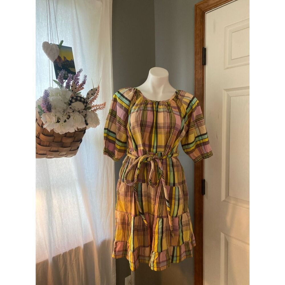 Ace & Jig Lola Dayglow Plaid Tiered Tie-Waist Dress